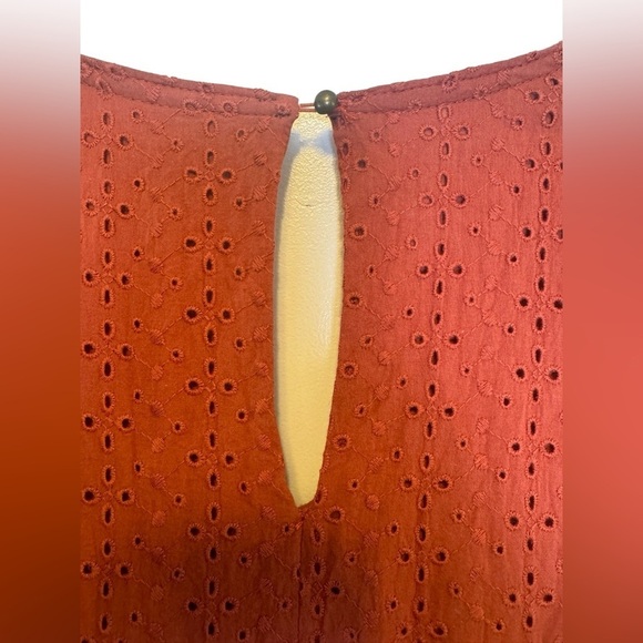 Knox Rose Burnt Orange Eyelet Flutter Sleeve V-Neck Dress Size XS - Picture 12 of 17